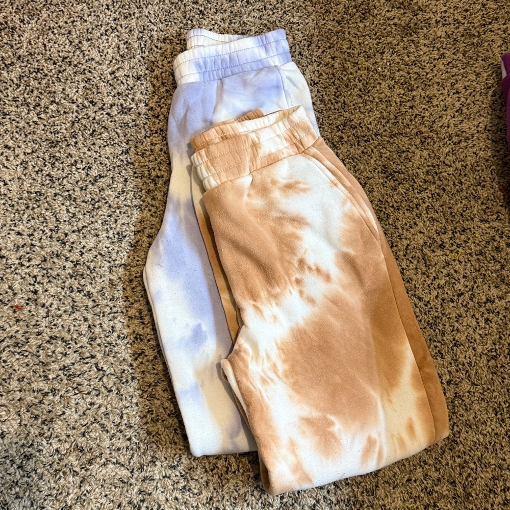 Moral Fiber Kids Tie-Dye Joggers - purple and tan